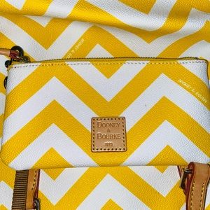 Yellow and white chevron Dooney and Bourke purse and wallet